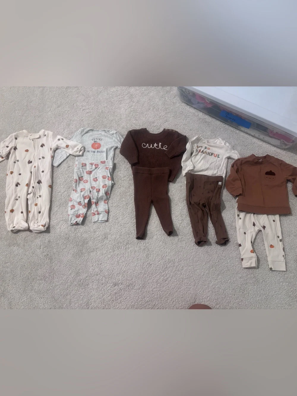 Neutral & Brown Baby Outfit Bundle - Fall & Pumpkin Prints